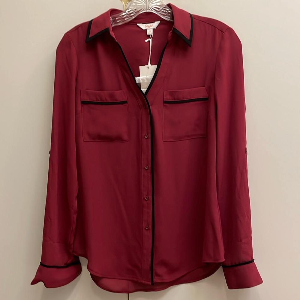 NWT Candie’s georgette blouse with tab sleeves size XS